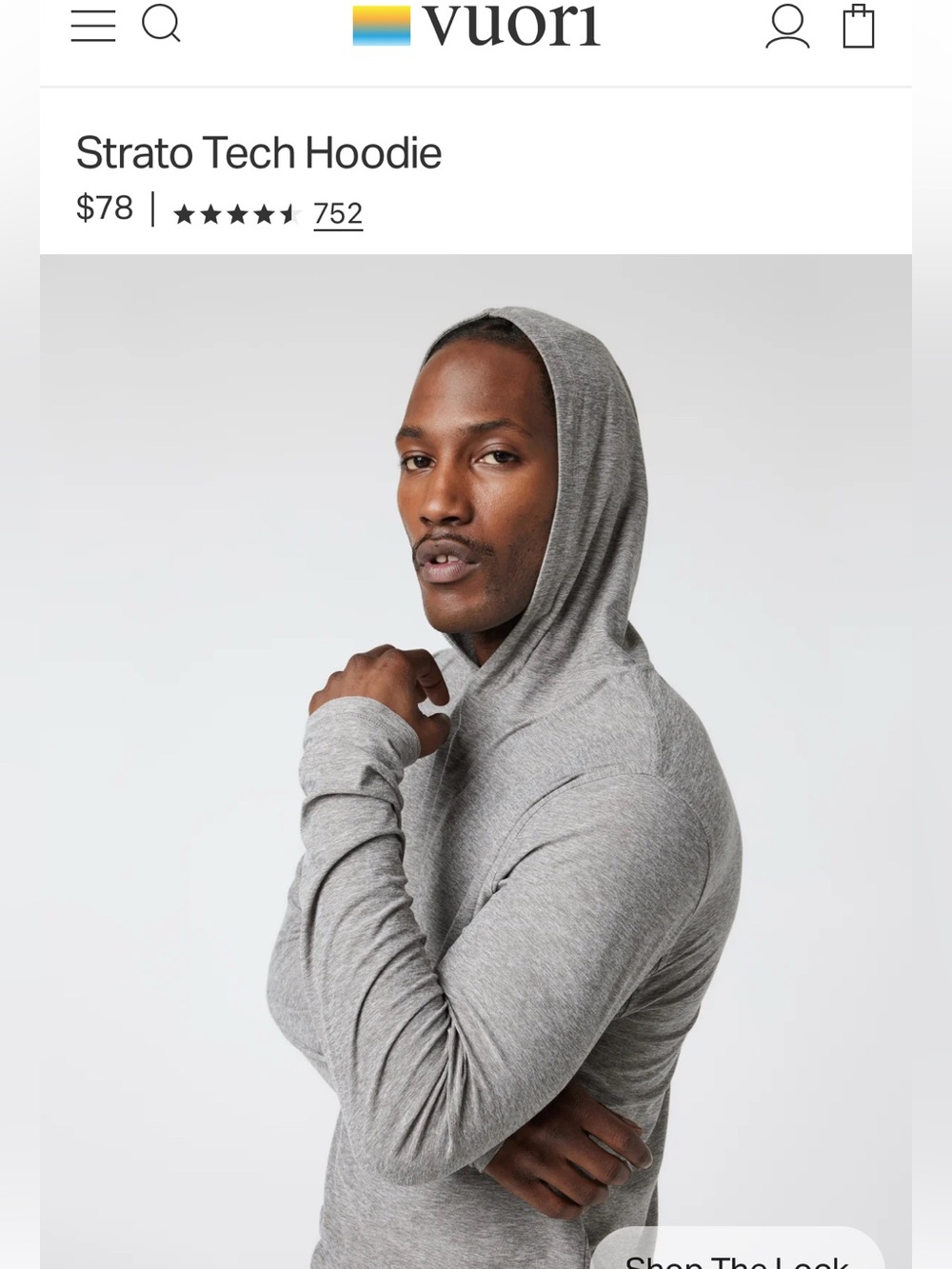 Vuori Strato Tech Hoodie Heather Grey